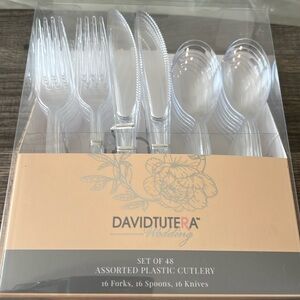 New DavidTutera Wedding Clear Assorted Plastic Cutlery Set of 48